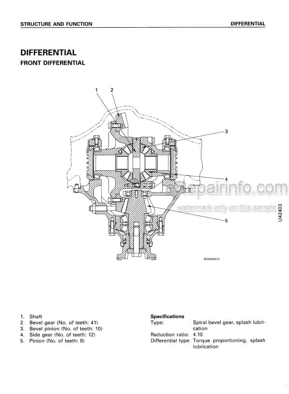Photo 5 - Komatsu Avance WA420-3 Shop Manual Wheel Loader SEBM006204 SN 50001-