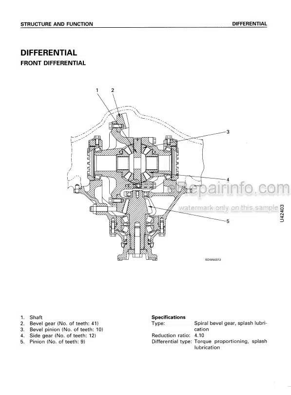 Photo 5 - Komatsu Avance WA420-3 Shop Manual Wheel Loader SEBM006204 SN 50001-