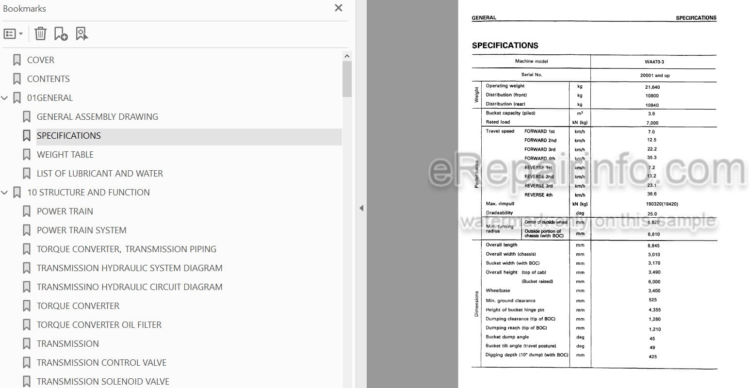 Photo 3 - Komatsu Avance WA470-3 Custom Shop Manual Wheel Loader SMEW4700K0 SN 20001-