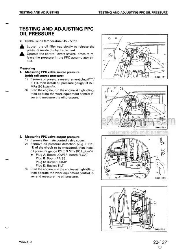 Photo 5 - Komatsu Avance WA600-3 WA600-3D TBG Spec Shop Manual Wheel Loader SEBM013218 DN 50001-