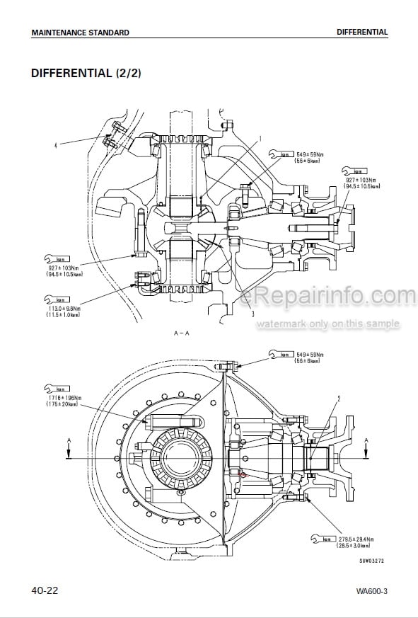 Photo 5 - Komatsu Avance WA600-3 WA600-3D TBG Spec Shop Manual Wheel Loader SEBM013218 DN 50001-