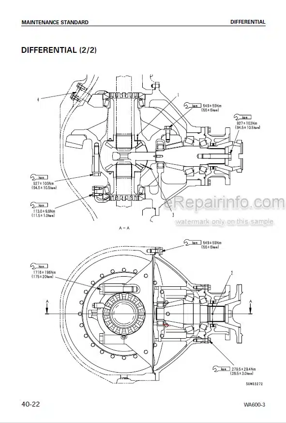 Photo 5 - Komatsu Avance WA600-3 WA600-3D TBG Spec Shop Manual Wheel Loader SEBM013218 DN 50001-