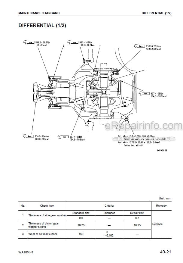 Photo 5 - Komatsu Avance WA900L-3 Shop Manual Wheel Loader SEBM035704 SN 52001-