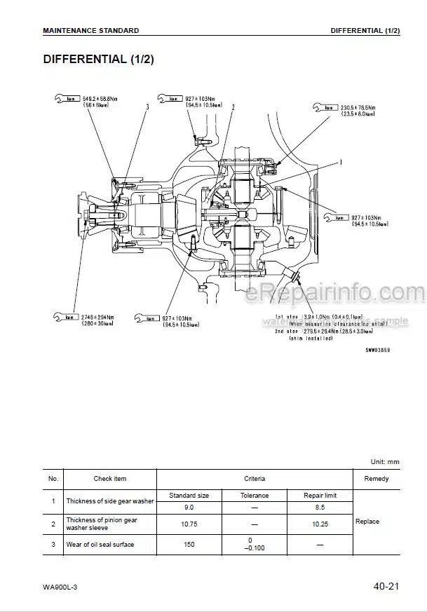 Photo 5 - Komatsu Avance WA900L-3 Shop Manual Wheel Loader SEBM035704 SN 52001-