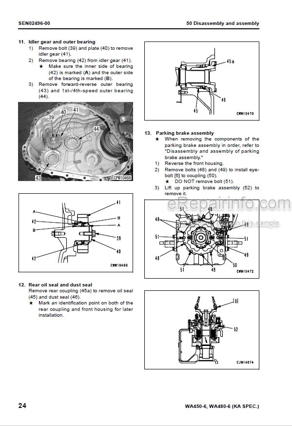 Photo 5 - Komatsu Galeo WA450-6 WA480-6 KA Spec Shop Manual Wheel Loader SEN00809-04D