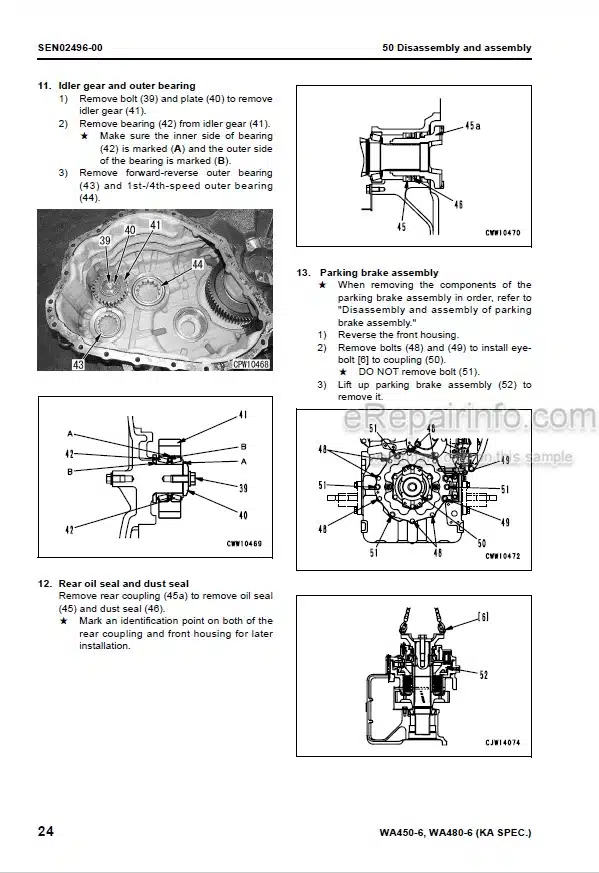 Photo 5 - Komatsu Galeo WA450-6 WA480-6 KA Spec Shop Manual Wheel Loader SEN00809-04D