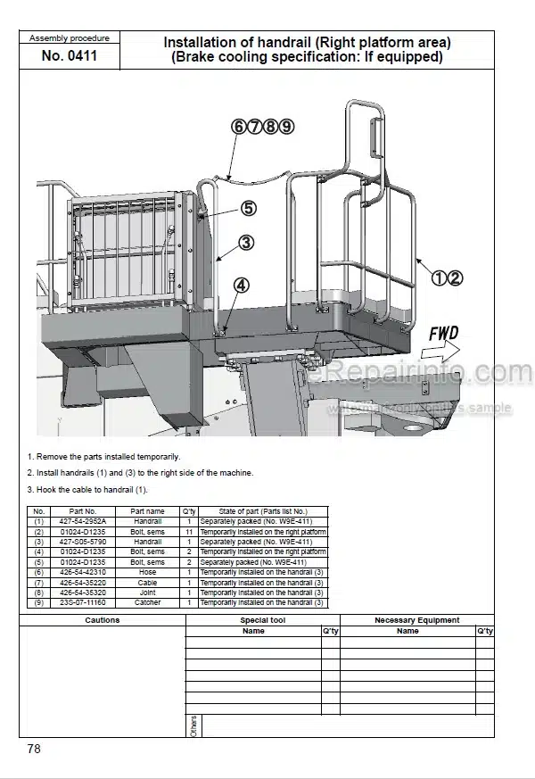 Photo 8 - Komatsu Galeo WA800-3E0 WA900-3E0 Field Assembly Instructions Wheel Loader GEN00056-06 SN 60001- 7000-