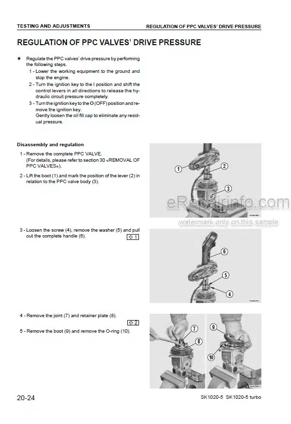 Photo 10 - Komatsu SK1020-5 SK1020-5 Turbo Shop Manual Skid Steer Loader