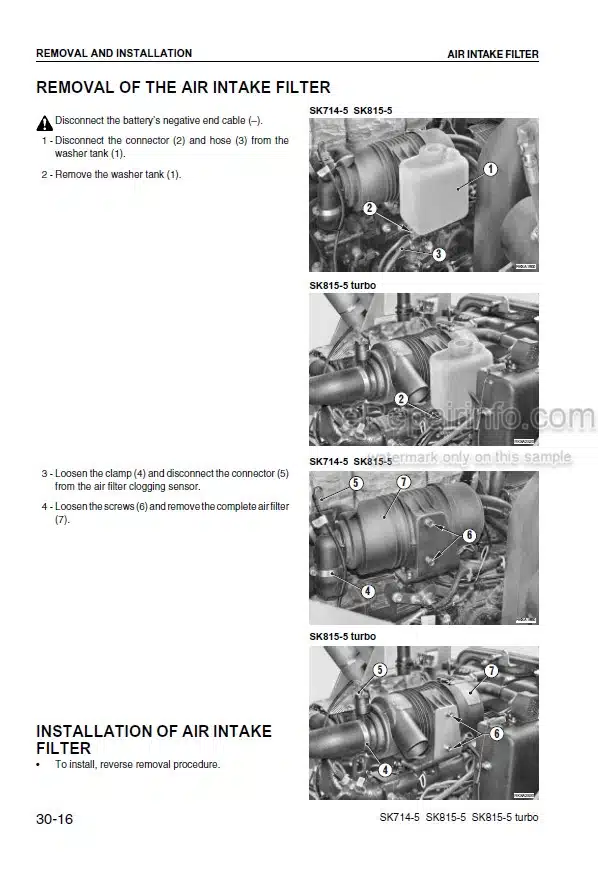 Photo 6 - Komatsu SK815-5N SK815-5NA Shop Manual Skid Steer Loader CEBM015901 SN A30001- A10001-