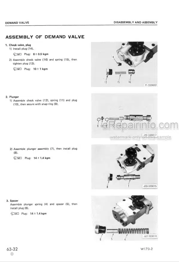 Photo 1 - Komatsu W170-2 Shop Manual Wheel Loader SEBM0384C01 SN 60001-