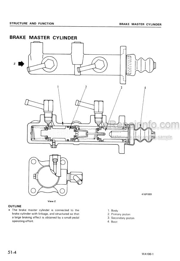 Photo 5 - Komatsu WA100-1 Shop Manual Wheel Loader SEBM04160105 SN 10001-