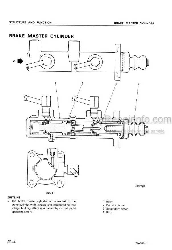 Photo 5 - Komatsu WA100-1 Shop Manual Wheel Loader SEBM04160105 SN 10001-