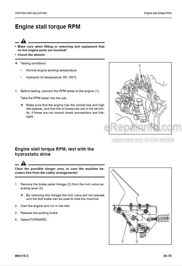 Photo 5 - Komatsu WA115-3 Shop Manual Wheel Loader VEBM120100 SN WA115H30051-