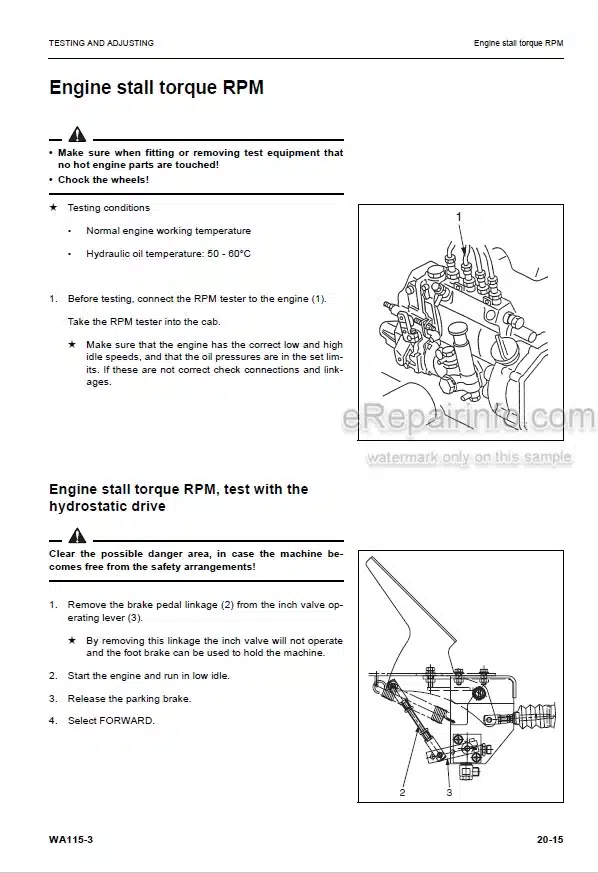 Photo 5 - Komatsu WA115-3 Shop Manual Wheel Loader VEBM120100 SN WA115H30051-
