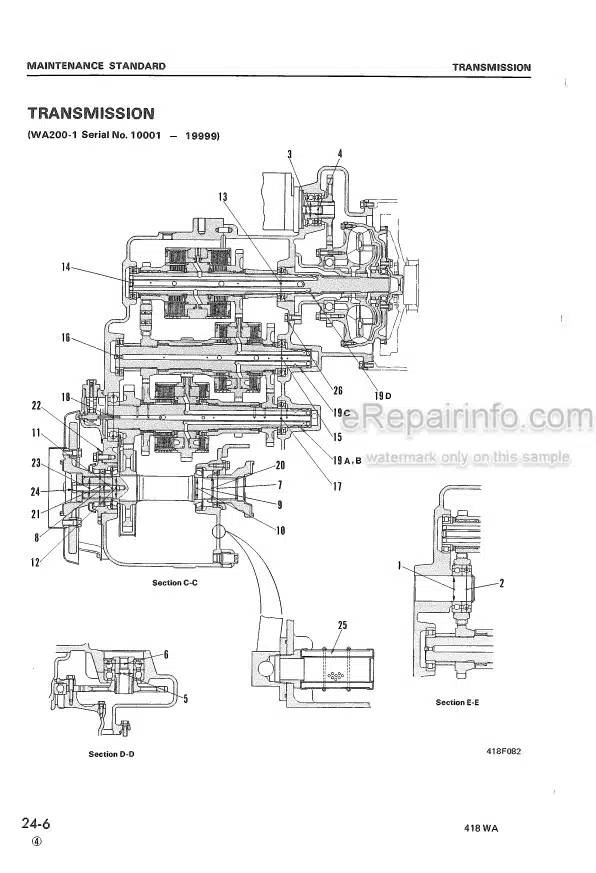 Photo 5 - Komatsu WA200-1 WA250-1 Shop Manual Wheel Loader SEBM04180110 SN 10001-