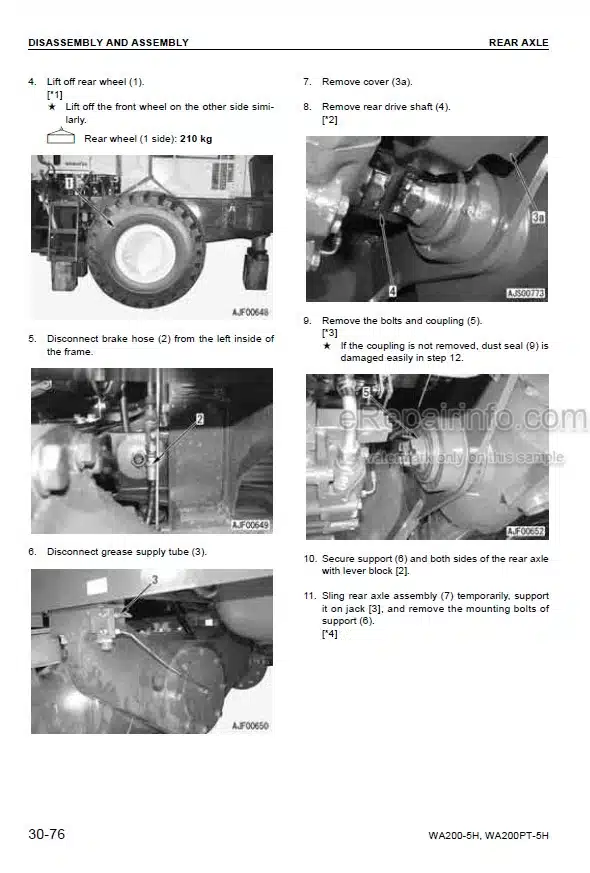 Photo 9 - Komatsu WA200-5H WA200PT-5H Shop Manual Wheel Loader VEBM220100 SN H50051-SN H60051-