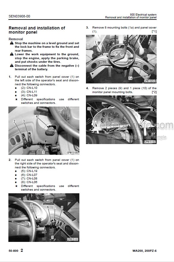 Photo 6 - Komatsu WA250-6 WA250PZ-6 Shop Manual Wheel Loader SEN03813-03 SEN03979-03 SN 75001-