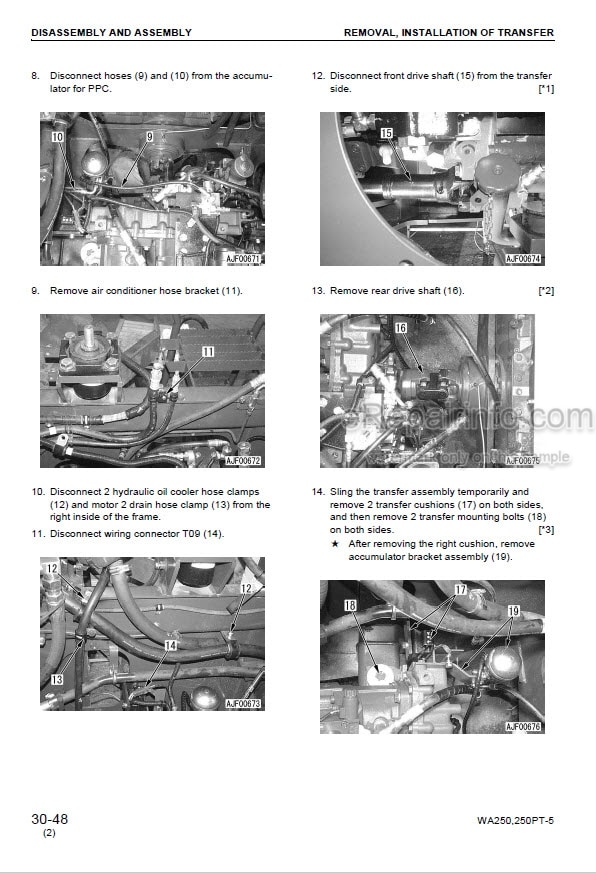 Photo 7 - Komatsu WA250-5 WA250PT-5 KA Spec Shop Manual Wheel Loader SEBM029702 SN 70001-