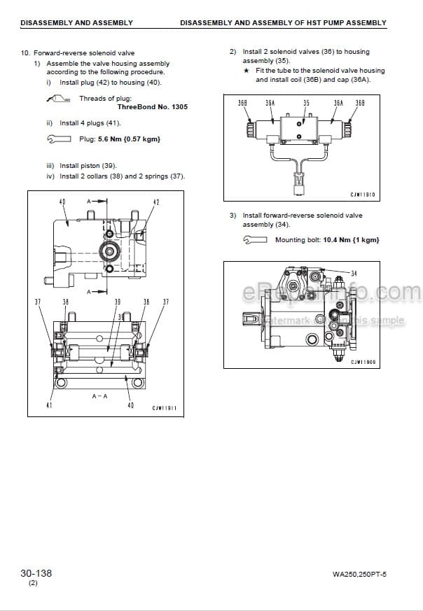 Photo 5 - Komatsu WA250-5H WA250PT-5H Shop Manual Wheel Loader VEBM230102