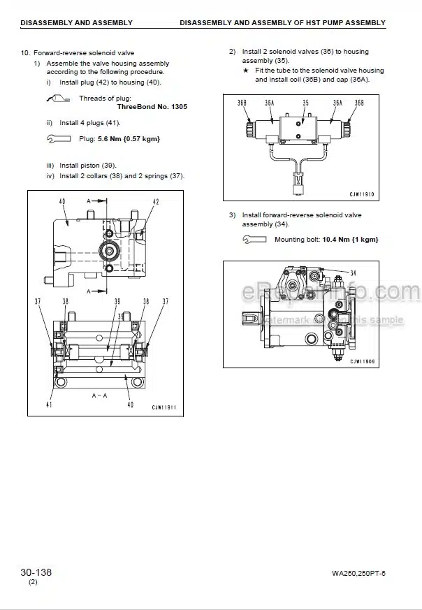 Photo 5 - Komatsu WA250-5H WA250PT-5H Shop Manual Wheel Loader VEBM230102