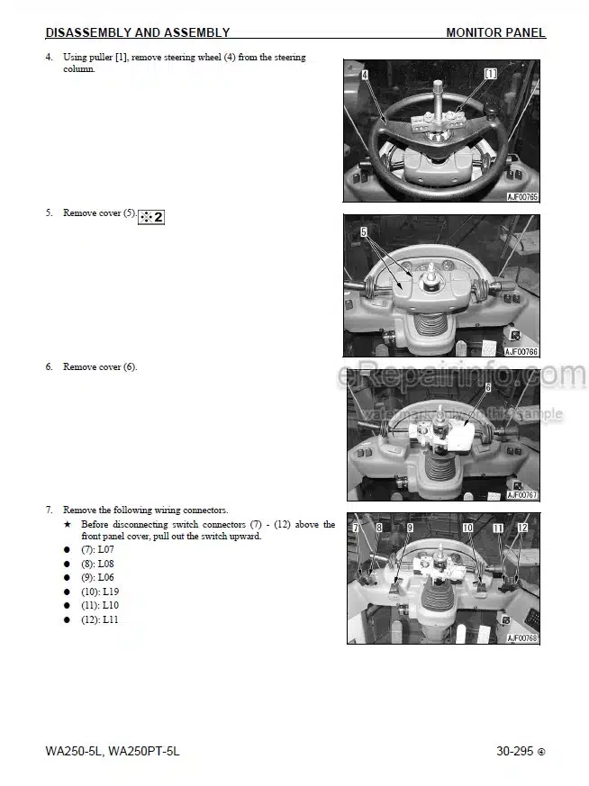 Photo 6 - Komatsu WA250-6 Shop Manual Wheel Loader CEBM000703 SN A76001-