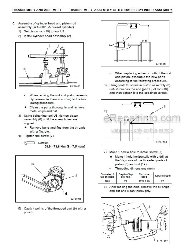 Photo 5 - Komatsu WA250-5 WA250PT-5 KA Spec Shop Manual Wheel Loader SEBM029702 SN 70001-
