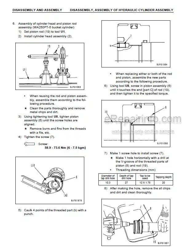 Photo 5 - Komatsu WA250-5 WA250PT-5 KA Spec Shop Manual Wheel Loader SEBM029702 SN 70001-
