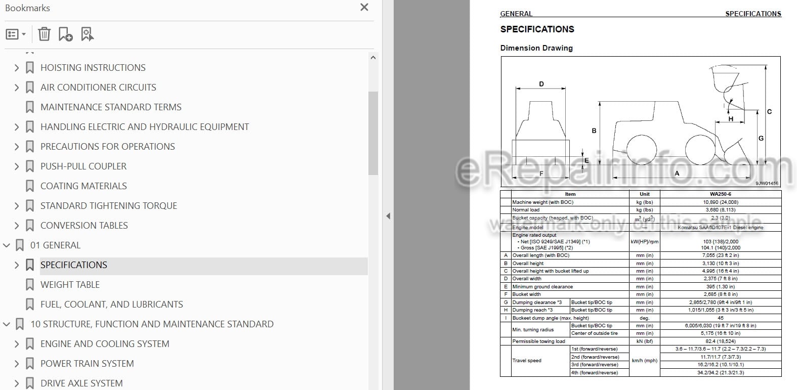 Photo 5 - Komatsu WA250-6 Shop Manual Wheel Loader CEBM000703 SN A76001-