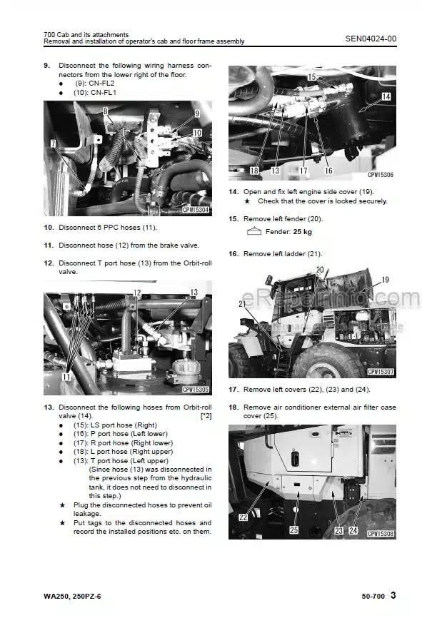 Photo 3 - Komatsu WA250-6 WA250PZ-6 Shop Manual Wheel Loader SEN03813-03 SEN03979-03 SN 75001-