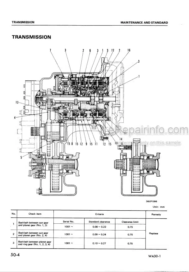 Photo 5 - Komatsu WA30-1 Shop Manual Wheel Loader SEBM0362A01 SN1001-