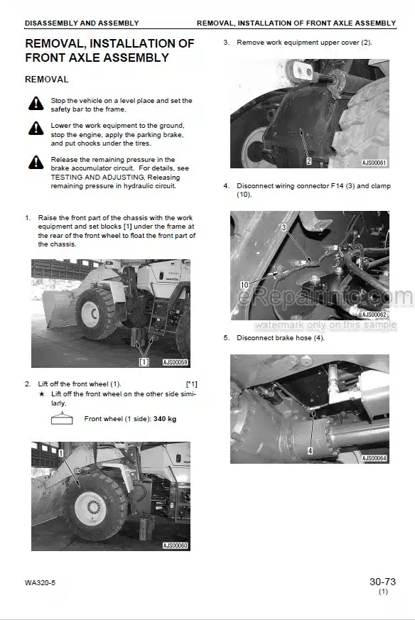 Photo 6 - Komatsu WA320-5 Shop Manual Wheel Loader SEBM034606 SN 60001-