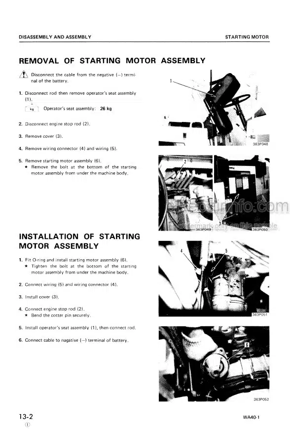 Photo 6 - Komatsu WA40-1 Shop Manual Wheel Loader SEBM03630101 SN 1001-