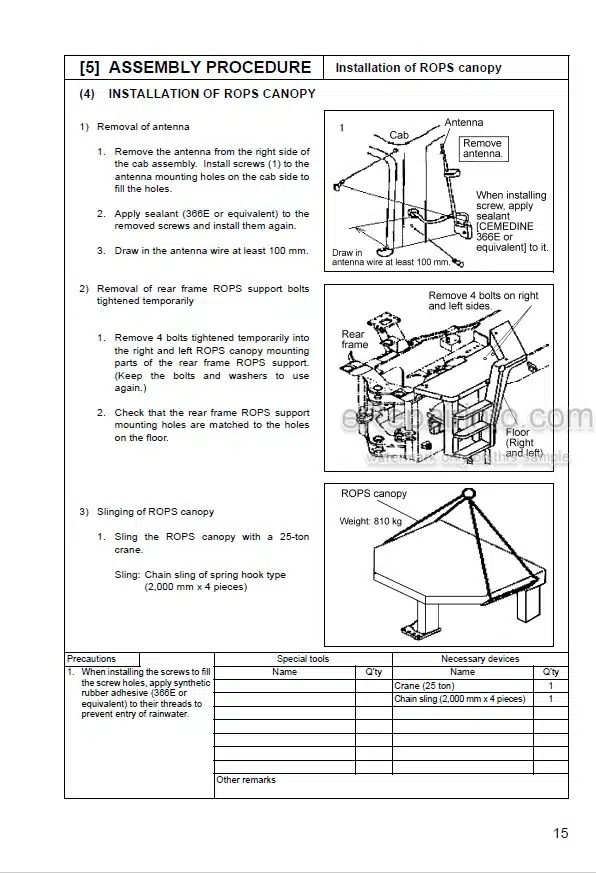 Photo 4 - Komatsu WA600-3 Field Assembly Instructions Wheel Loader GEN00090-00 SEAW006000 SN 50001-