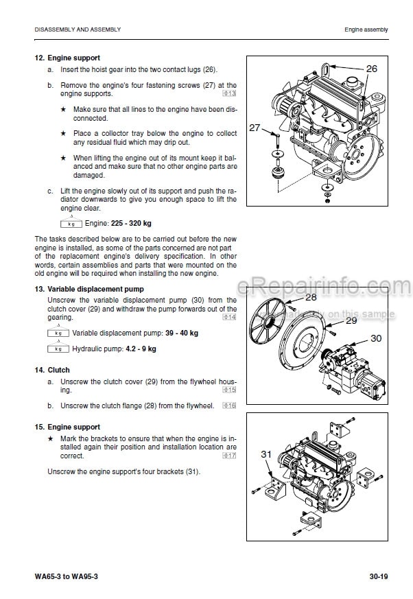 Photo 5 - Komatsu WA65-3 WA65-3 Parallel Lift  WA75-3 WA85-3 WA90-3 WA95-3 Shop Manual Wheel Loader VEBM950201