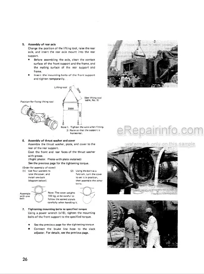 Photo 6 - Komatsu WA700-3 Field Assembly Instructions Wheel Loader SEAW001500 SN 50001-