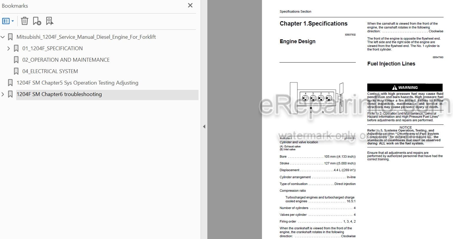 Photo 5 - Mitsubishi 1204F Service Manual Diesel Engine For Forklift SMEEA-AF15F-200