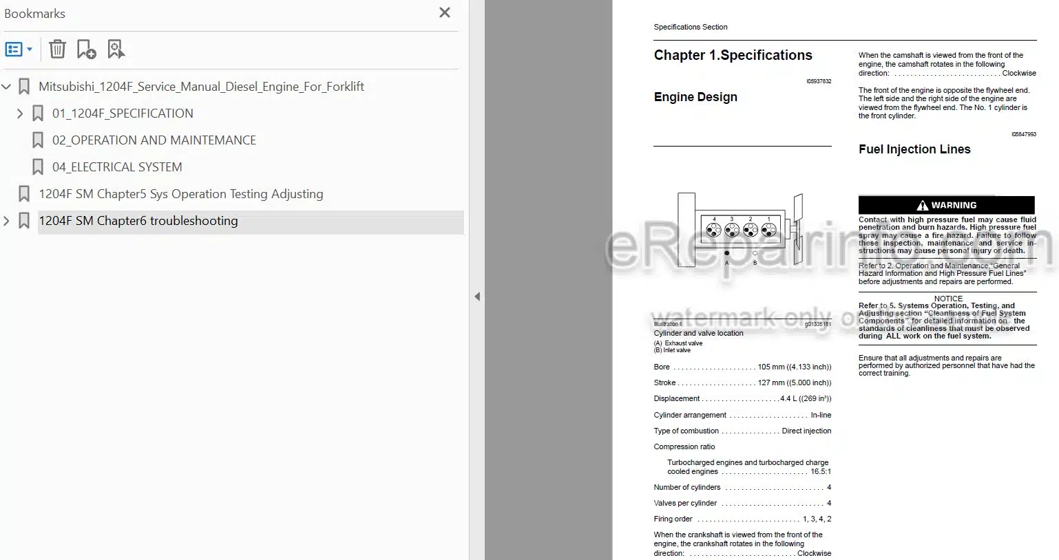 Photo 5 - Mitsubishi 1204F Service Manual Diesel Engine For Forklift SMEEA-AF15F-200