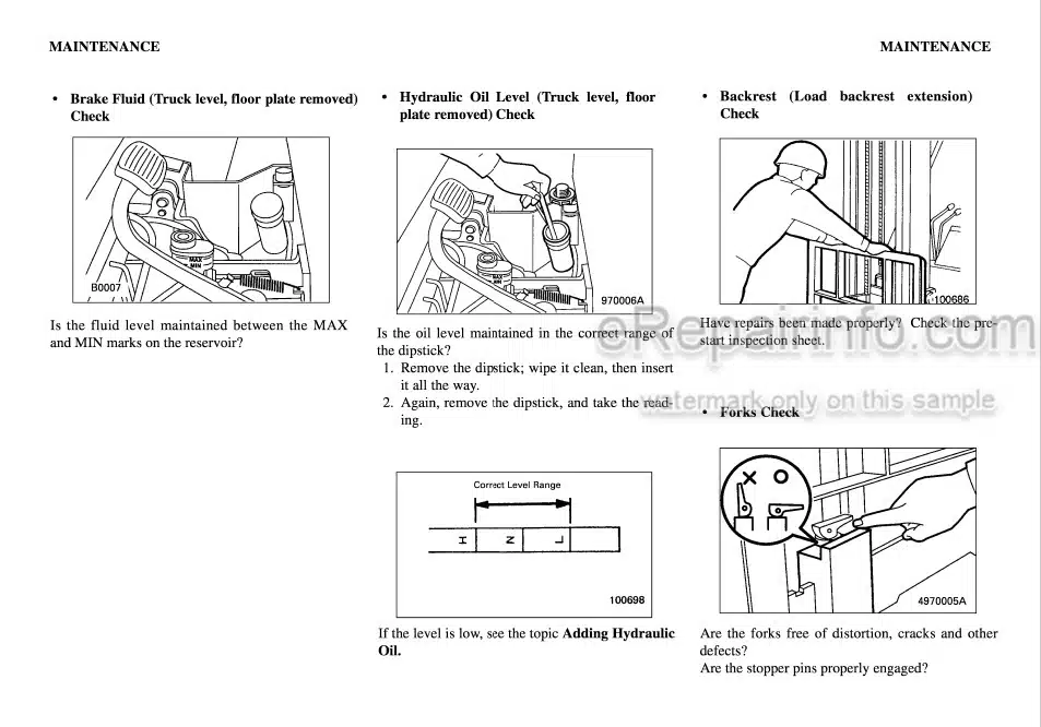 Photo 5 - Mitsubishi 2FBC15 2FBC18 2FBC20 2FBC25 2FBC25E 2FBC30 Operation And Maintenance Manual Forklift Truck 99750-70100