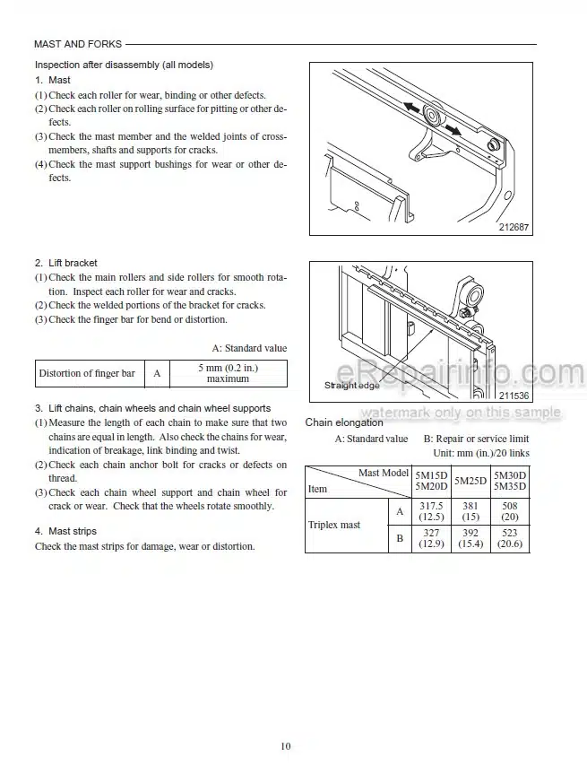 Photo 1 - Mitsubishi 5M15D 5M20D 5M25D 5M30D 5M35D Service Manual Supplement Mast For Forklift