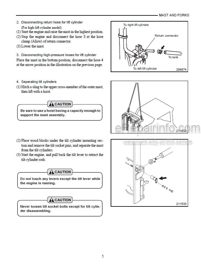 Photo 3 - Mitsubishi 5V15D 5V20D 5V25D 5V30D 5V35D Service Manual Supplement Mast 99739-151S0