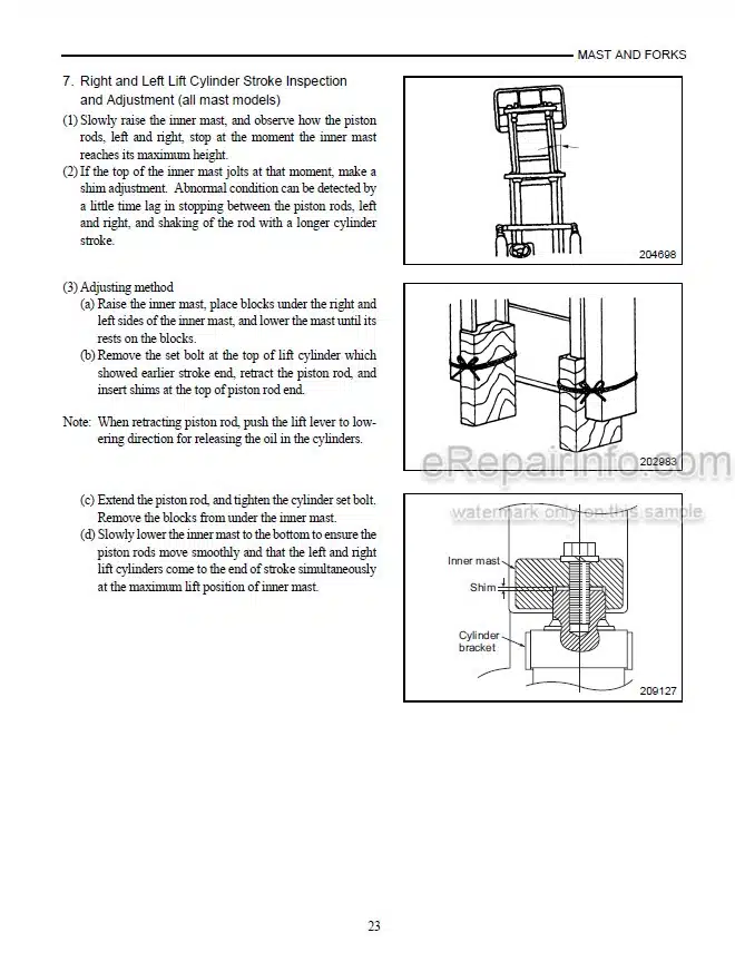 Photo 1 - Mitsubishi 5V15D 5V20D 5V25D 5V30D 5V35D Service Manual Supplement Mast 99739-151S0