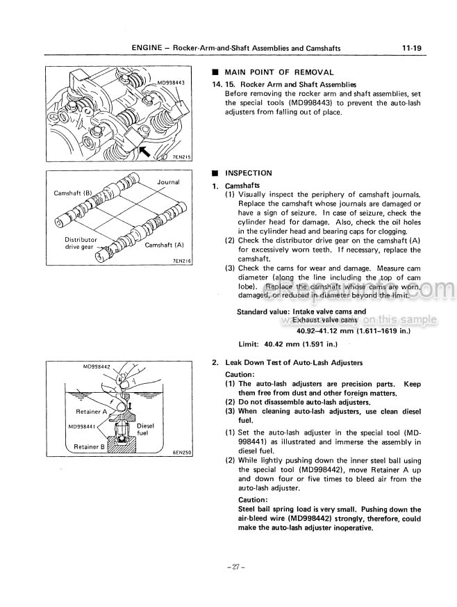 Photo 5 - Mitsubishi 6G72 Service Manual Gasoline Engine For Forklift 99739-74110
