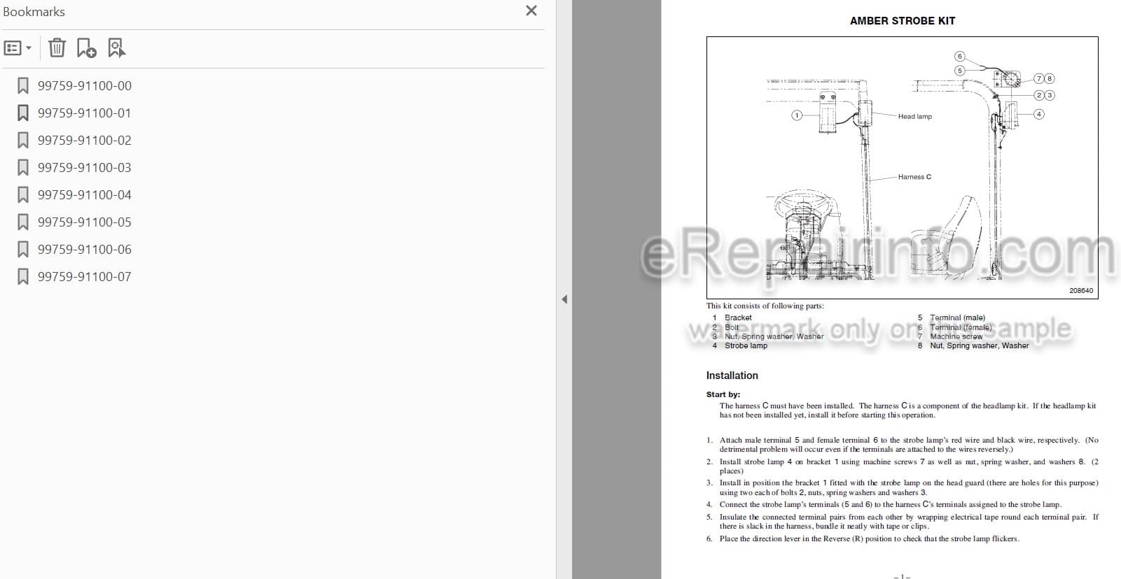 Photo 3 - Mitsubishi FB16KT FB18KT FB20KT Service Manual Supplement Options Forklift 99759-91100