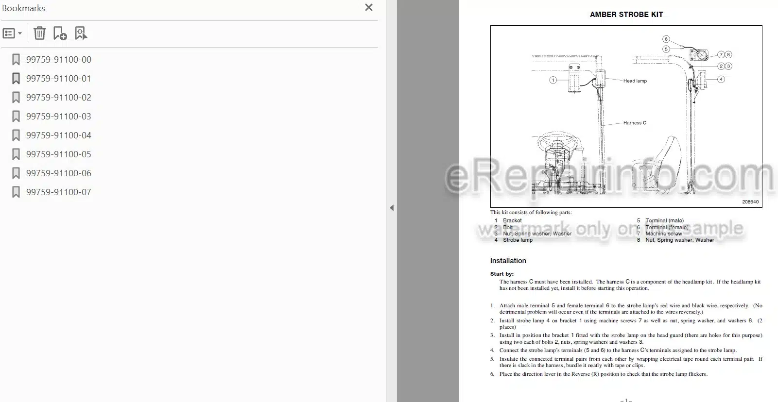 Photo 3 - Mitsubishi FB16KT FB18KT FB20KT Service Manual Supplement Options Forklift 99759-91100