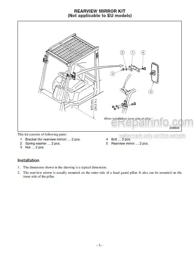 Photo 12 - Mitsubishi FB16KT FB18KT FB20KT Service Manual Supplement Options Forklift 99759-91100