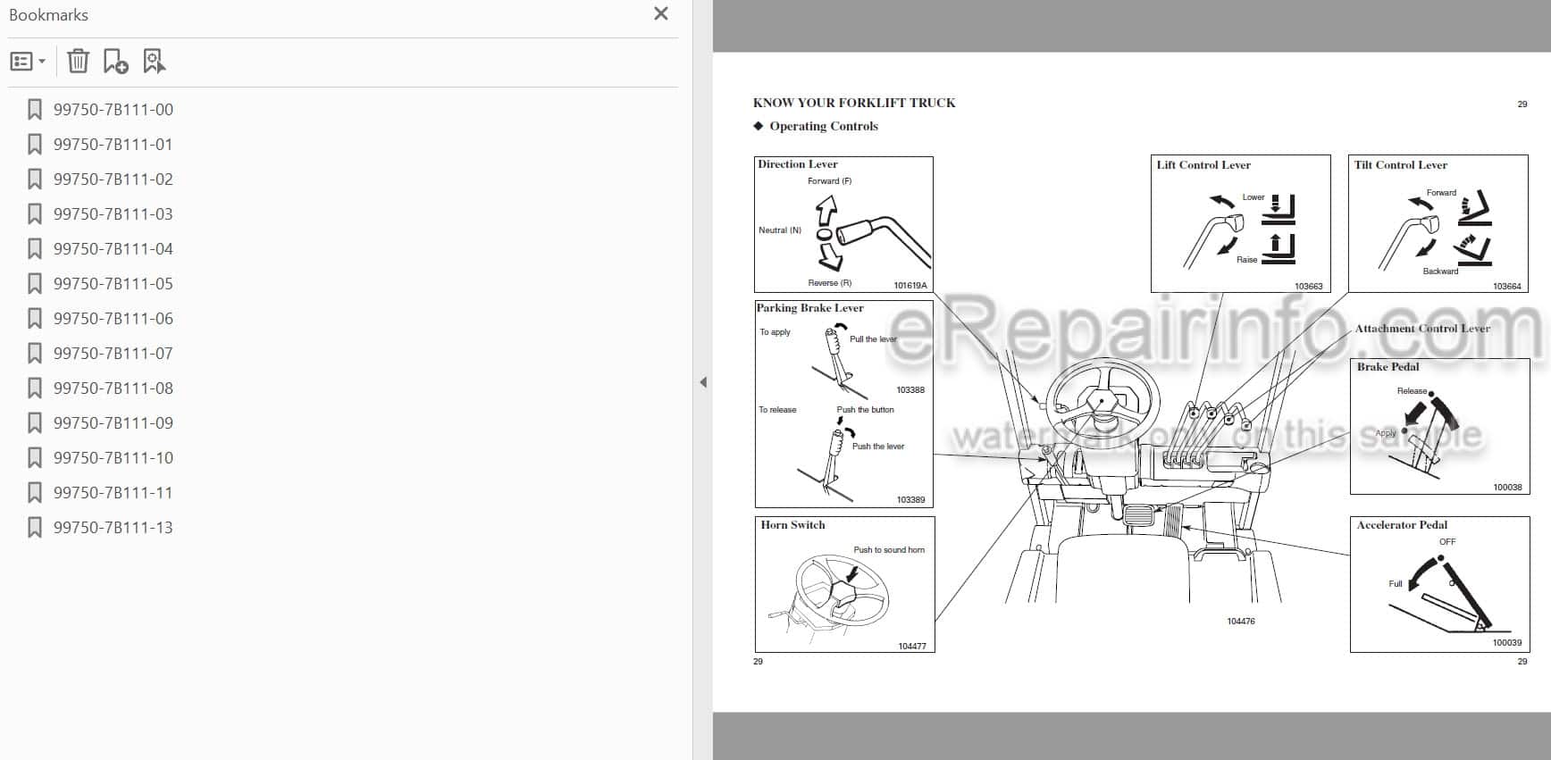 Photo 4 - Mitsubishi FB16N FB18NT FB20NT Operation And Maintenance Manual Forklift 99750-7B111