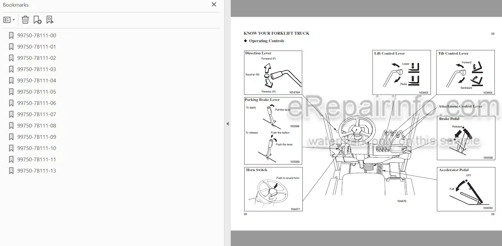 Photo 4 - Mitsubishi FB16N FB18NT FB20NT Operation And Maintenance Manual Forklift 99750-7B111
