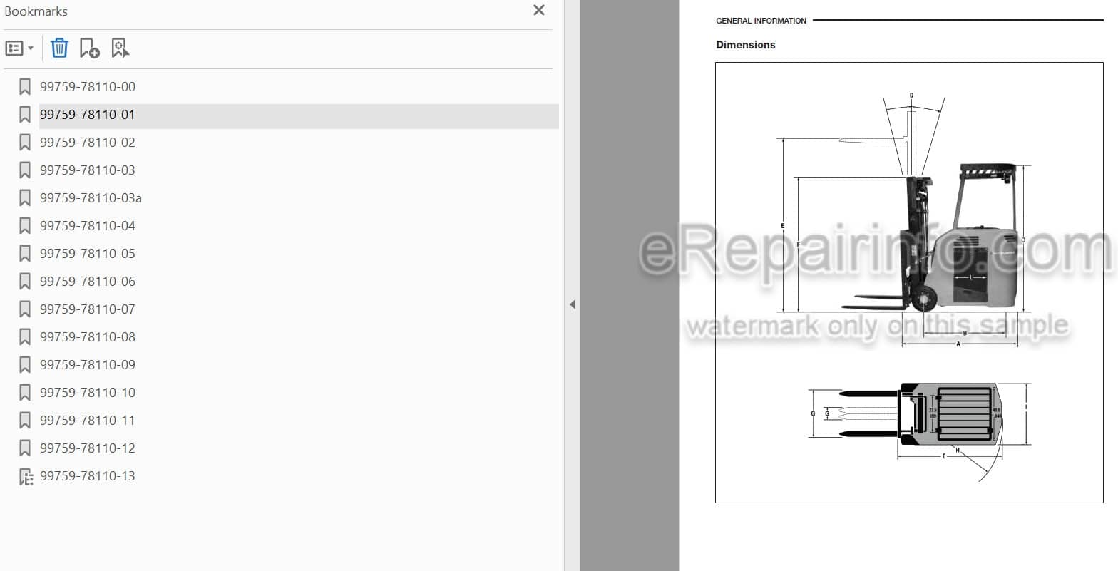 Photo 4 - Mitsubishi FBC15NS FBC18NS FBC20NS Service Manual Forklift Chassis And Mast