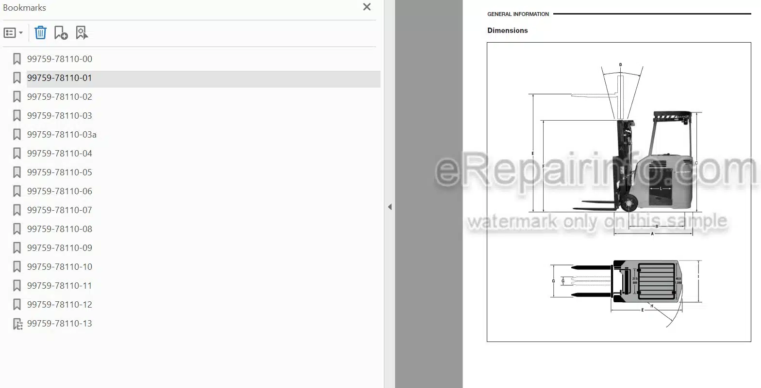 Photo 4 - Mitsubishi FBC15NS FBC18NS FBC20NS Service Manual Forklift Chassis And Mast