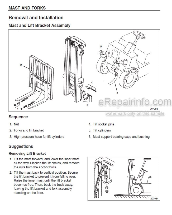 Photo 5 - Mitsubishi FBC15N FBC18N FBC18LN FBC20N FBC25N FBC25EN FBC25LN FBC30N FBC30LN Service Manual Forklift Chassis And Mast